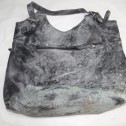 DSC055351 Black leather handbag mildew treated and restored.