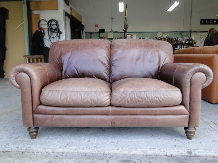 Sun Faded Natuzzi Couch Red, Sun Damaged Leather Couch